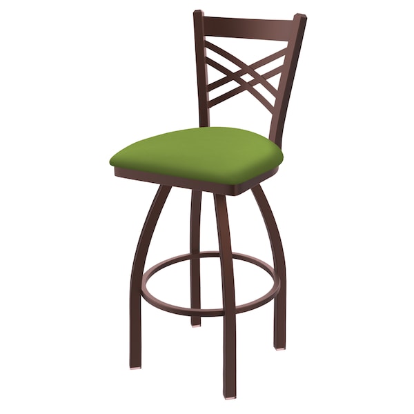 25" Swivel Counter Stool, Bronze Finish, Canter Kiwi Green Seat